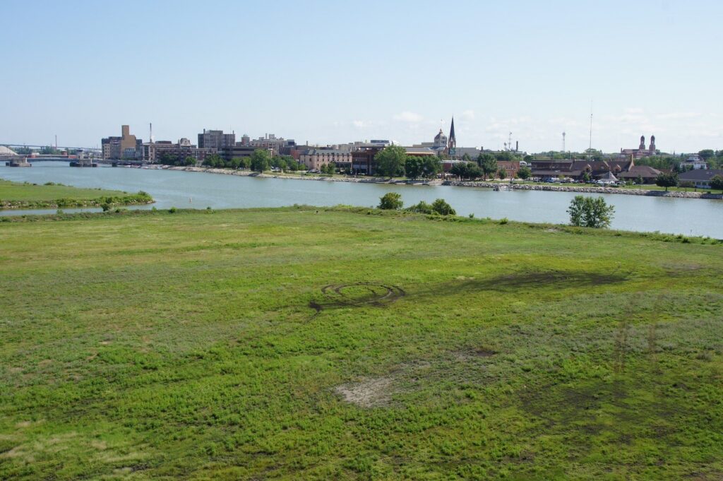 The CityDeck riverwalk along the Fox River in downtown Green Bay.